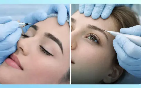 Application de microblading sur les sourcils pour un regard sublimé.