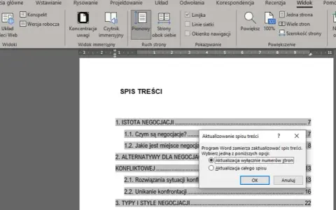 Jak zaktualizować spis treści w Wordzie i uniknąć błędów w dokumencie