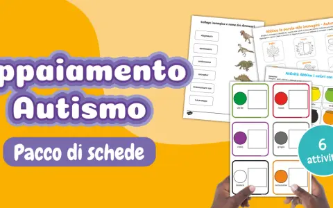 Pacchetto di schede per bambini autistici con attività di abbinamento immagini, parole e colori.