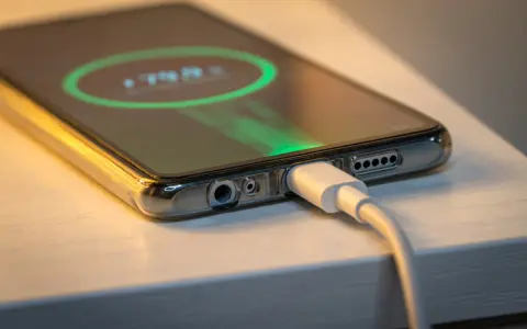 Smartfon podłączony do ładowarki, na ekranie widać wskaźnik baterii. Tak wygląda ładowanie telefonu.