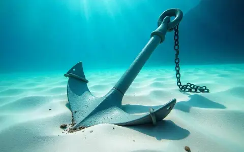 Ancre de bateau posée sur le sable blanc au fond de l'océan, sous des rayons de soleil. Quelle ancre pour mon bateau ?