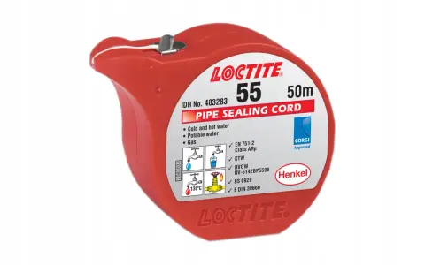 Tasma teflonowa Loctite 55 do uszczelniania gwintów rur wodnych i gazowych. 50m.