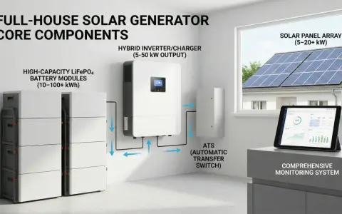 Componentes de un generador solar para el hogar: baterías, inversor, ATS y monitorización. Estas tecnologías energéticas aseguran tu autosuficiencia.