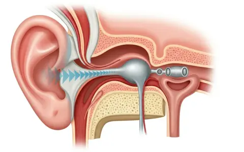Schéma de l'oreille montrant comment se boucher les oreilles sans boule quies, avec un appareil bloquant les ondes sonores.