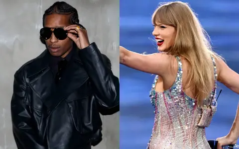 ASAP Rocky w skórzanej kurtce i Taylor Swift w błyszczącej sukience.