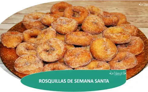 Rosquillas de Semana Santa, dulces y doradas, espolvoreadas con azúcar, listas para disfrutar.