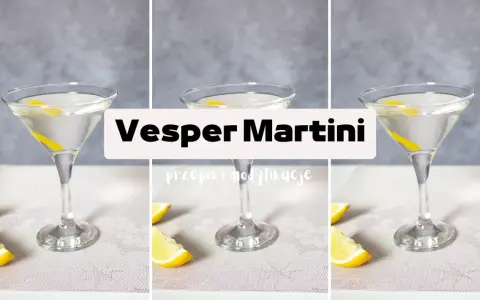 Trzy kieliszki z Martini, ozdobione skórką cytryny, na jasnym tle.