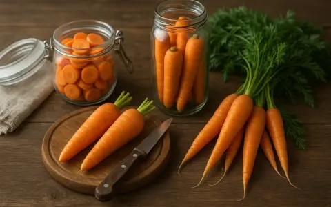 Des carottes fraîches et coupées en bocaux, prêtes pour apprendre comment conserver les carottes.