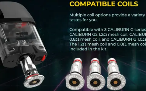 Cartucho de vapeo KOKO GK2 con tres resistencias Uwell compatibles: 1.2Ω, 0.8Ω y 1.0Ω.