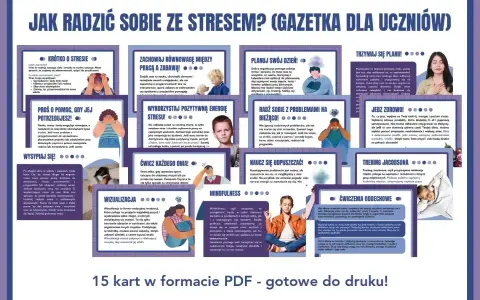 Jak uniknąć stresu? Gazetka dla uczniów podpowiada: planuj, ćwicz, jedz zdrowo, wizualizuj i ucz się odpuszczać.
