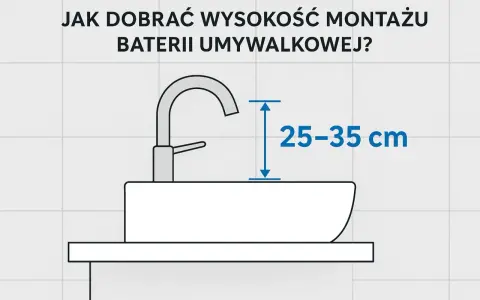 Wysokość montażu baterii umywalkowej powinna wynosić 25-35 cm nad umywalką.