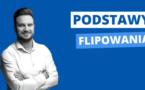 Uśmiechnięty mężczyzna w białej koszuli, z rękami skrzyżowanymi na piersi, obok napisu "PODSTAWY FLIPOWANIA".
