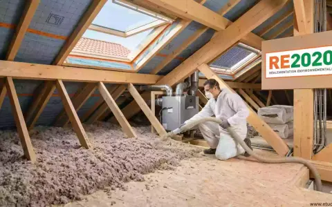 Pose de laine de verre 2 couches dans un grenier pour une isolation optimale, conforme à la RE2020.