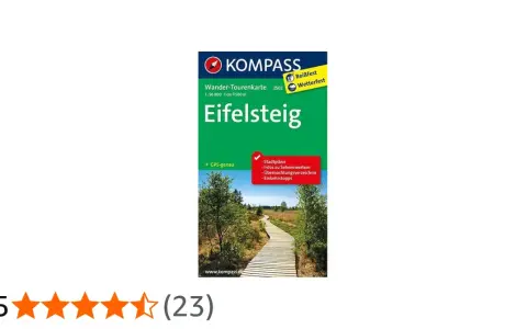 Wanderkarte Eifelsteig von Kompass. Die Karte zeigt einen Holzsteg durch eine Moorlandschaft. Ideal für Tourenplanung.