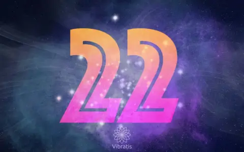 Le chiffre 22, aux couleurs vives, flotte dans un ciel étoilé. Il symbolise la puissance créatrice et la manifestation des rêves.