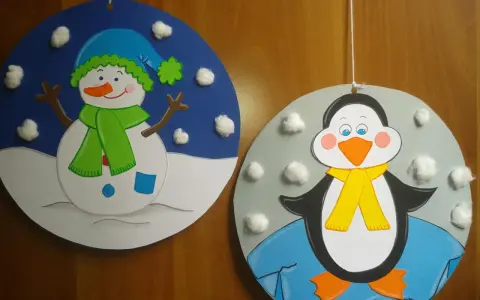 Pupazzi di neve e pinguini colorati, perfetti per le decorazioni invernali scuola primaria.