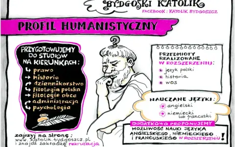 Zastanawiasz się, jakie studia po humanie wybrać? Bydgoski Katolik przygotowuje do kierunków takich jak prawo, historia, dziennikarstwo, filologie, administracja i psychologia.