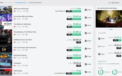 Kiedy promocje na Steam, gry takie jak Ori and the Will of the Wisps są w historycznie niskich cenach.