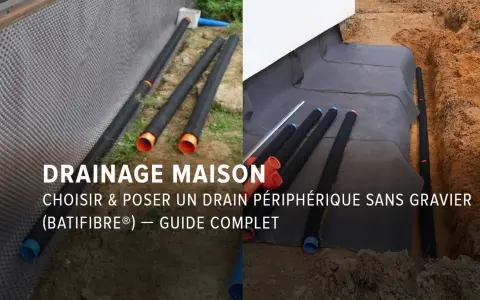 Guide complet pour comment faire un bon drainage autour d'une maison avec des drains périphériques sans gravier.