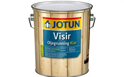 Jotun Visir Oljegrunning Klar, en grundolja innan målning för träytor utomhus.