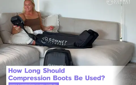 Woman on couch with compression boots. Learn how often should you use compression boots for optimal recovery.