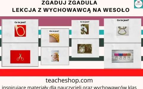 Zabawy na godzinę wychowawczą: zgaduj zgadula z wychowawcą. Zdjęcia nożyczek, klamerek, niemowlaka i budzika.