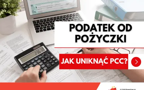 Podatek od pożyczki. Kalkulator, dokumenty i laptop sugerują analizę finansową. Jak uniknąć PCC?