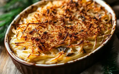 Janssons frestelse recept: en gyllene gratäng med potatis, grädde och ansjovis, perfekt för julbordet.