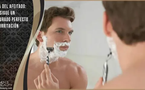 Guía del afeitado: hombre con espuma y maquinilla, buscando la dirección correcta para un rasurado perfecto sin irritación.