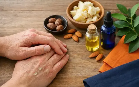 Mains sèches et gercées. Huile d'amande, karité, et une astuce grand-mère pour les cuticules ongles.