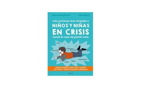 Ilustración de un niño en medio de una crisis, con etiquetas como "rabia", "miedo" y "estrés". Guía para entender la crisis de los 4 años en niños.