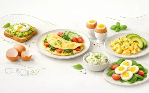 Pyszne jajka po treningu: omlet, jajecznica, jajka na twardo i sadzone na awokado. Idealne śniadanie dla sportowca.