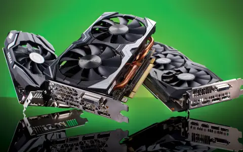 Kilka kart graficznych, w tym MSI i Zotac, na zielonym tle. Zastanawiasz się, ile stopni powinna mieć karta graficzna?