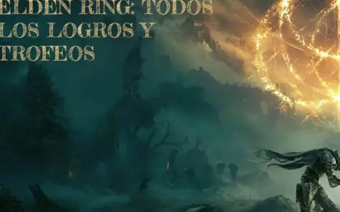 Elden Ring: todos los logros y trofeos. Un guerrero solitario se enfrenta a un mundo sombrío bajo un gran anillo dorado.