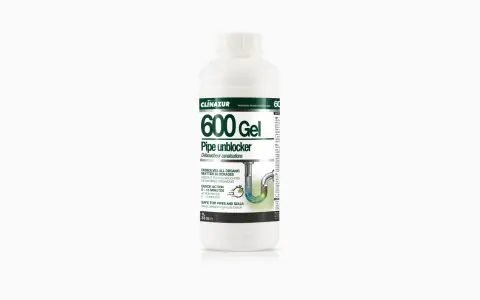 Jak używać kreta w żelu? Butelka Clinazur 600 Gel do udrażniania rur, rozpuszcza zatory organiczne.
