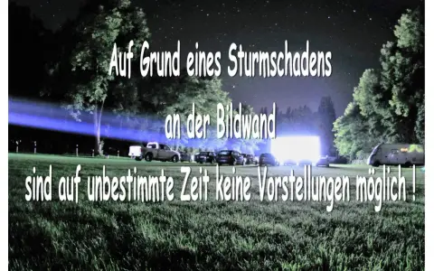 Autokino Koserow: Sturm beschädigte die Leinwand. Keine Vorstellungen möglich.