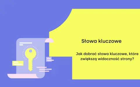 Klucz do sukcesu w Google: jak dobrać słowa kluczowe, by zwiększyć widoczność strony? Ilustracja z kluczem i tekstem.