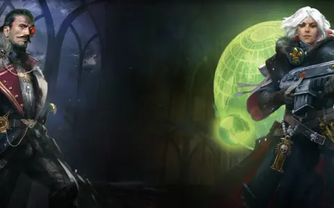 Mroczny oficer i siostra bojowa z Warhammer 40,000 Games, gotowi do walki.