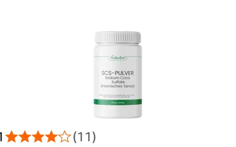 Biały pojemnik z zielonym logo Nakobe, zawierający proszek Sodium Coco Sulfate. Produkt ma 800g.