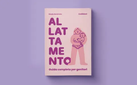 Copertina libro "Allattamento": una madre tiene in braccio il suo neonato, un'illustrazione che celebra la maternità e l'allattamento. Guida completa per genitori.