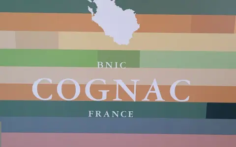 BNIC COGNAC FRANCE: die Region, woraus wird Cognac gemacht, mit einer weißen Umrisskarte.
