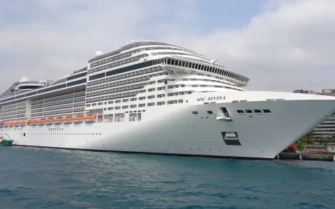 MSC Divina attracca in porto. Immagina il comfort delle msc divina cabine interne, un rifugio accogliente dopo una giornata di esplorazione.