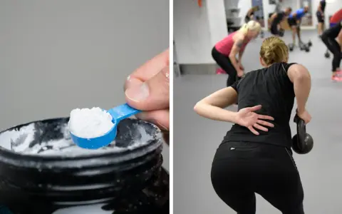 Pulver i skopa, träningsklass med kettlebells. Kan kreatin ge biverkningar?