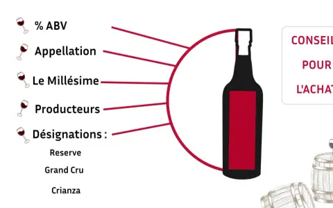 Conseils pour l'achat de vin : ABV, appellation, millésime, producteurs, désignations. Idéal pour un bon cabernet franc.