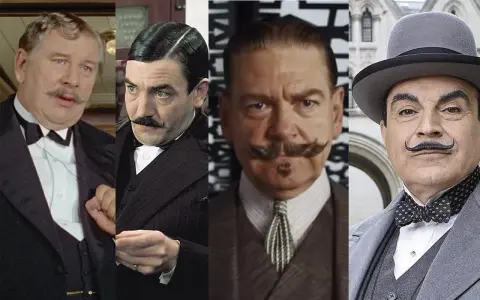 Quattro volti di Poirot, un viaggio attraverso i suoi libri in ordine cronologico.