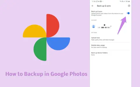 Schermata di Google Foto che mostra come fare backup foto Android. L'opzione "Backup e sincronizzazione" è attiva.