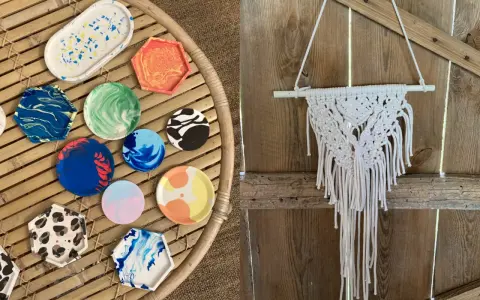 Kolorowe, ręcznie robione podstawki i makrama. Handmade to znaczy unikatowe, z pasją wykonane przedmioty.