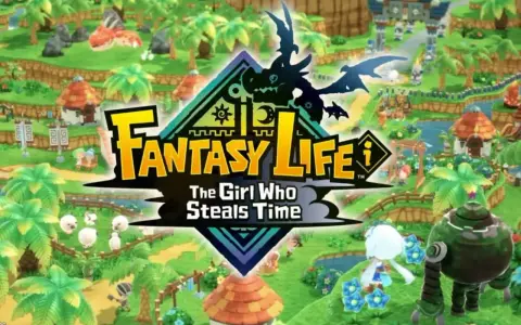 Un mundo vibrante de **fantasy life** con un dragón, ovejas y un robot. ¡Una aventura te espera!