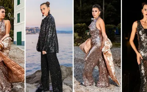 Moda scintillante: come sdrammatizzare un abito paillettes con stile, tra mare e natura.
