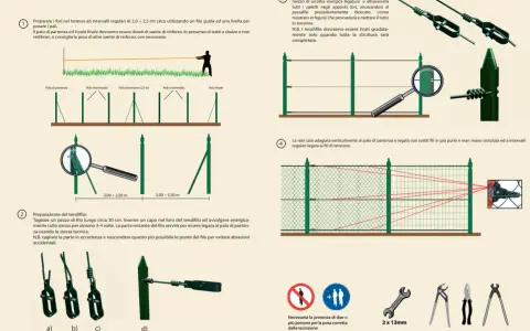 Guida su come fare una recinzione con pali in ferro: posizionamento pali, preparazione tendifilo, tensionamento filo e fissaggio rete.